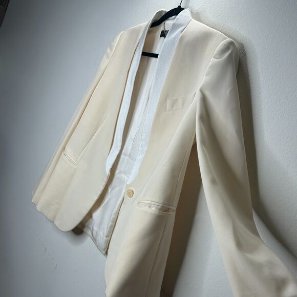 Stella McCartney Cream with White Lapel 1-Button Breast Pocket Blazer 42 / 12 - Picture 5 of 13